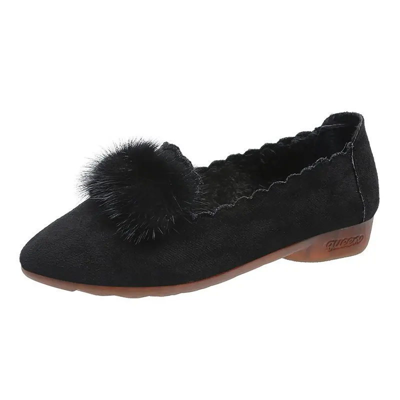 

Women Flats Shoes 2021Fur Loafers Bestselling Plush Casual Shoes Fall New Versatile Student Cute Single Shoes Ladies Boat Shoes