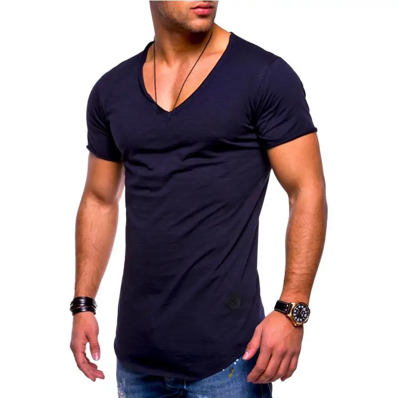 

2020 New Men's T-Shirt Custom Brand Design Fashion Iuxury V-Neck Fitness Casual TShirt Slim Fit T-Shirt Size M-3XL