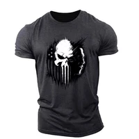 punisher skull graphic t shirts for men install muscles top t shirts sportswear outdoor light thin and breathable elasticity
