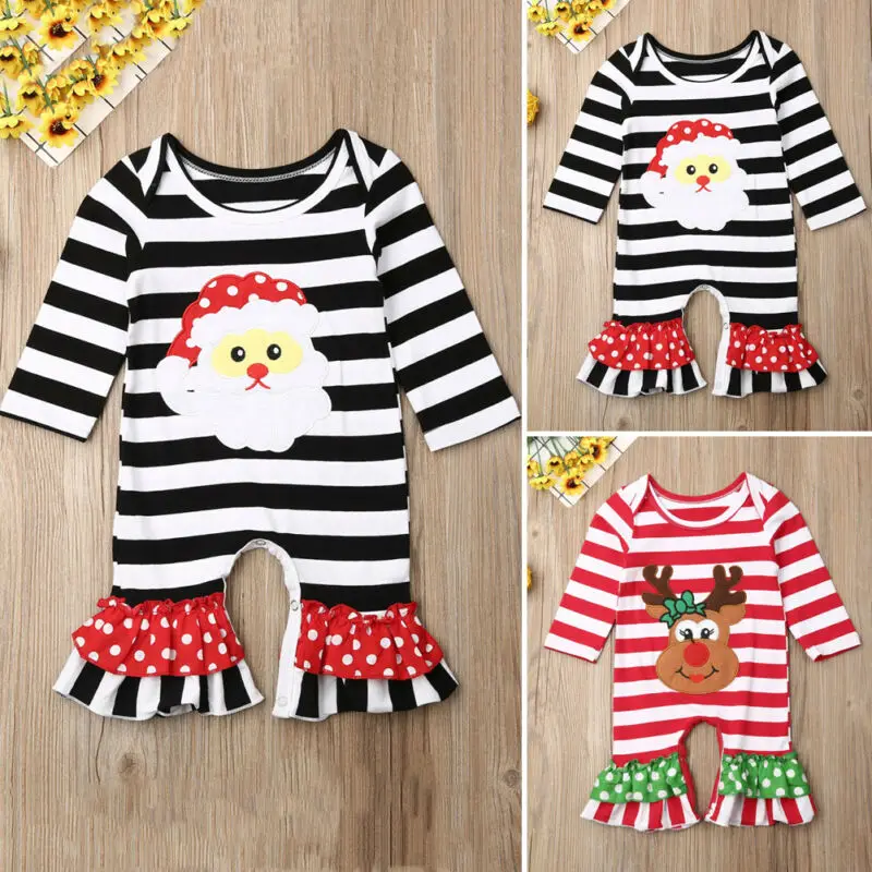 Рождественский комбинезон для новорожденных девочек с Санта Клаусом/оленем