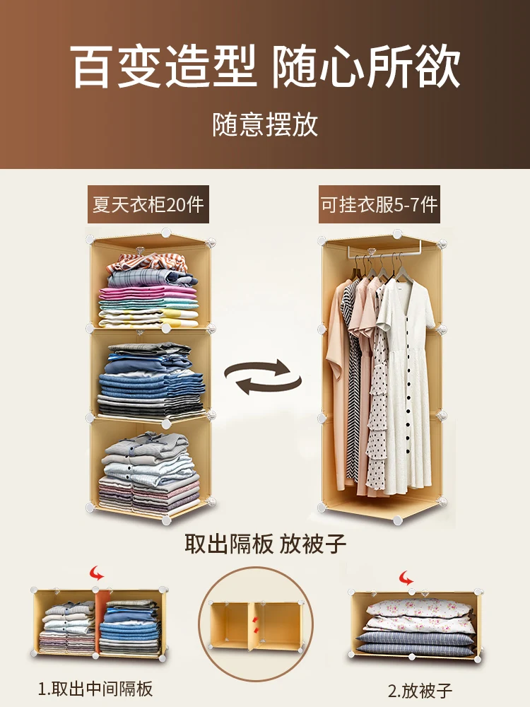 

Space-saving small wardrobe large capacity simple single dormitory rental housing home bedroom modern simple storage assembly