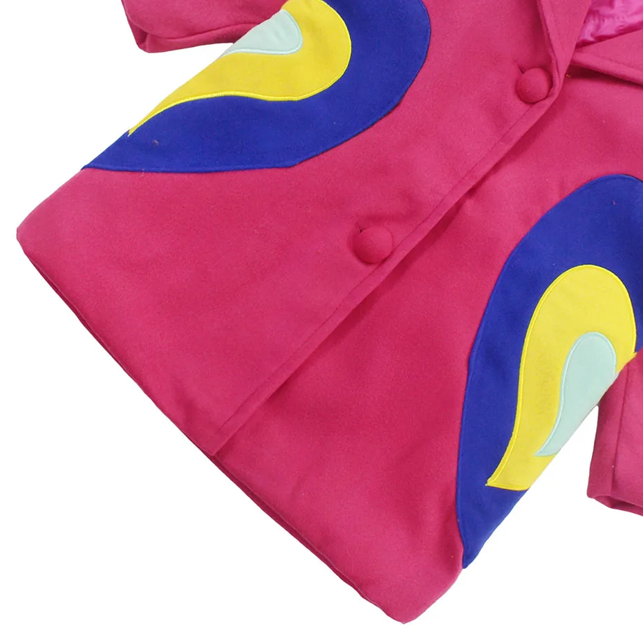 Детская куртка шерстяная с сердечками для девочек теплое пальто длинными