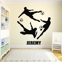 personalized custom name soccer wall decal for kids rooms decoration soccer player wall sticker soccer wall decor decals hq429
