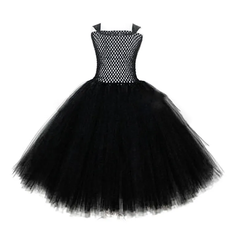 

Girl Tutu Black Long Dress Birthday Party Children Clothing Halloween Cosplay Costume for Kids Christmas