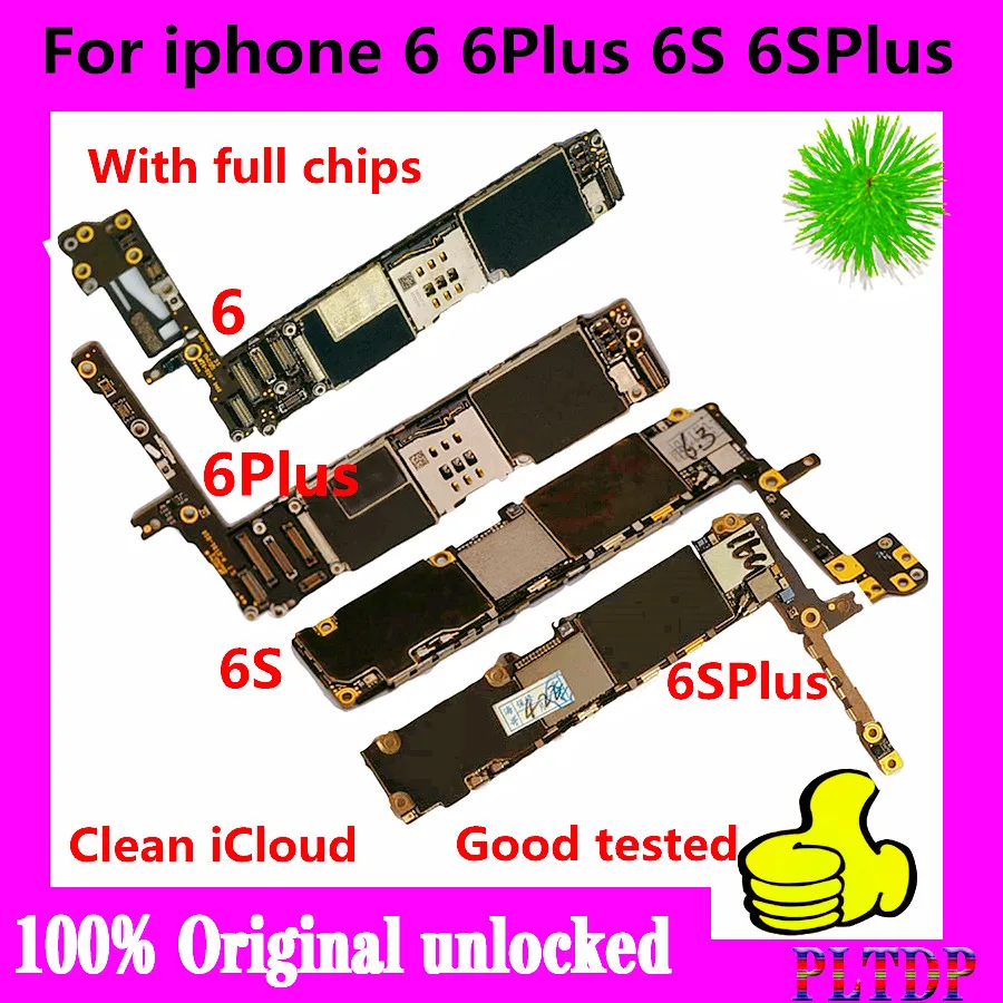 100% оригинальная материнская плата для iphone 6 6PLUS 6S 6splus разблокированная без icloud