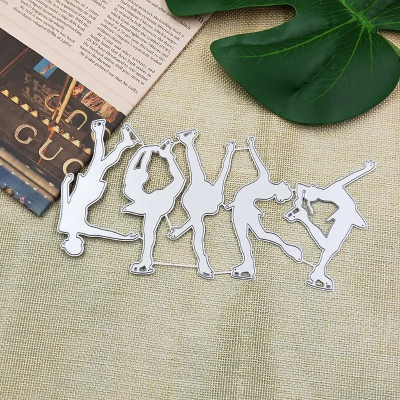 Девушка для катания на коньках металлические режущие штампы трафарет