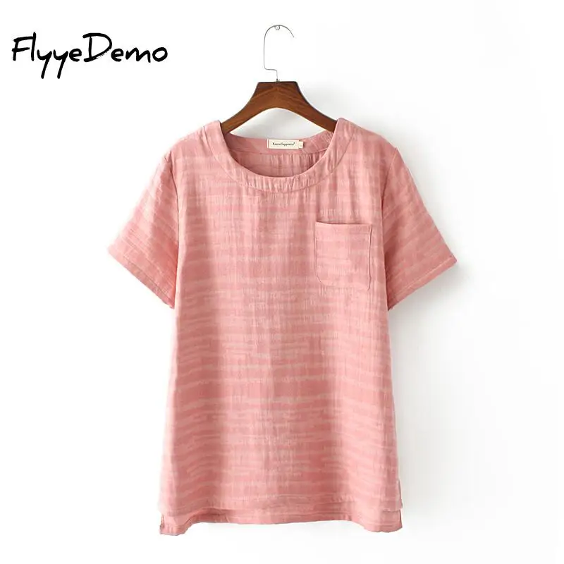 

T Shirt Women Solid Striped Oversized T-shirt O-Neck Casual Harajuku Short Sleeve Korean Fashion Shirt Camiseta Feminina Top