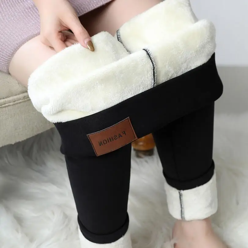 

Vintage Velvet Warm Winter Leggings Women Thick Cold-Resistant Soft Elastic Legging Woman Lamb Cashmere Bodycon Leggins