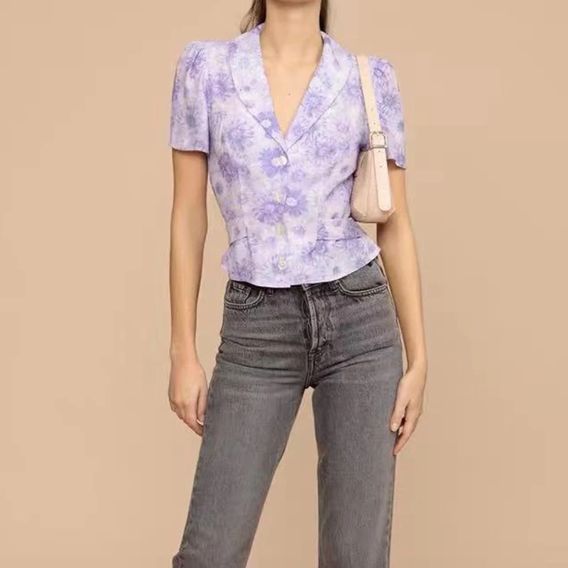 

2021 Summer Woman Short Printed Shirts