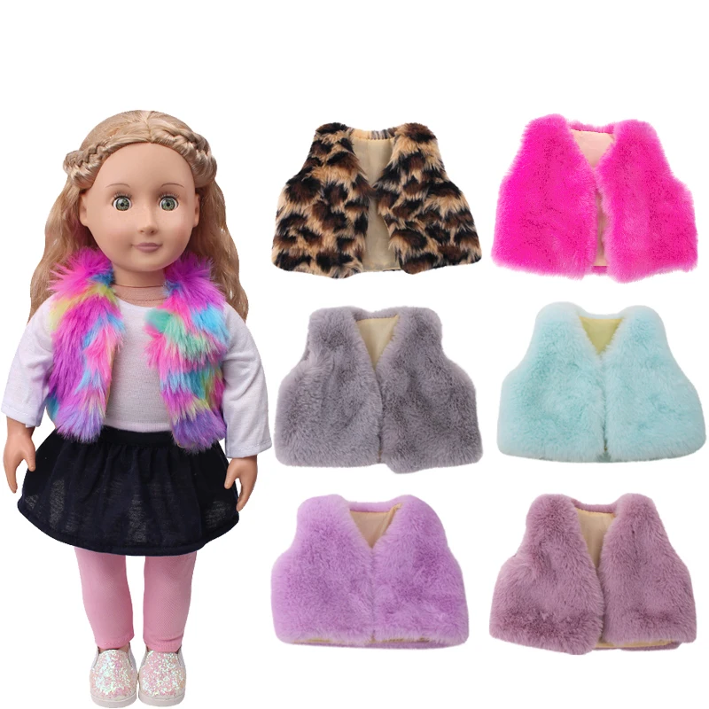 Платье американской куклы для девочек меховой жилет пальто одежда новорожденных