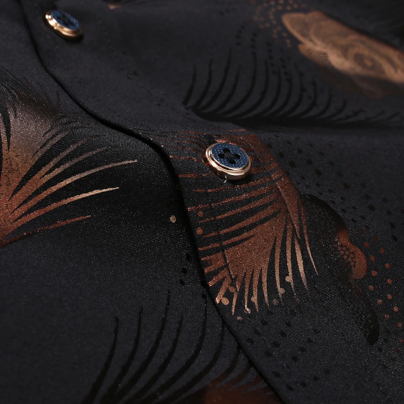 

Mens Casual Button Down Dress Shirts 2021 Fashion Bronzing Printed Shirt Men Business Wedding Tuxedo Shirt Male Camisas Hombre