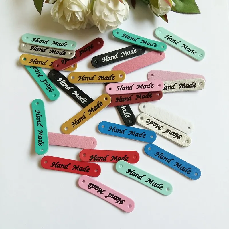 10 шт./лот разноцветные этикетки из искусственной кожи для одежды квадратной