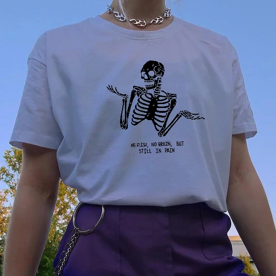 Женская Винтажная футболка с забавным принтом черепа коротким рукавом в