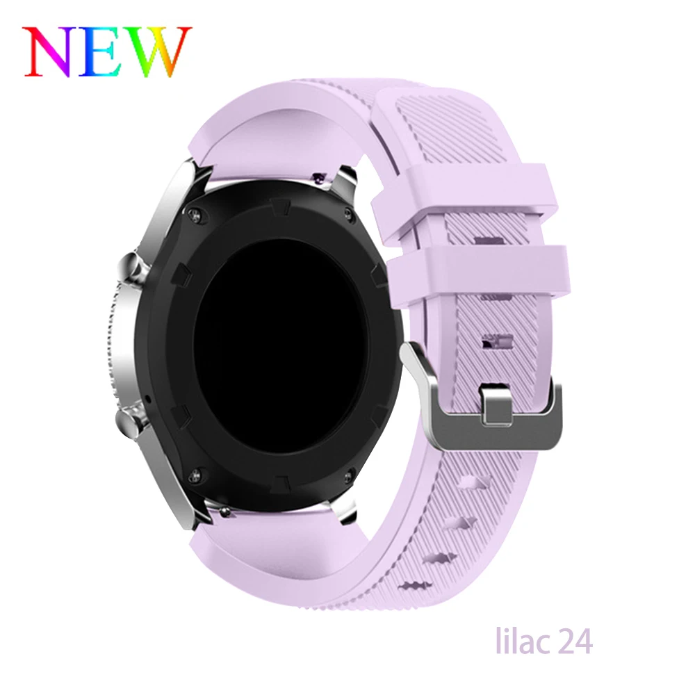 lilac 24 Galaxy watch 46 мм 42 мм ремешок для samsung gear S3 Frontier band 20 мм 22 мм силиконовый ремешок для часов браслет huawei watch GT ремешок S3 - Цвет ремешка: lilac 24