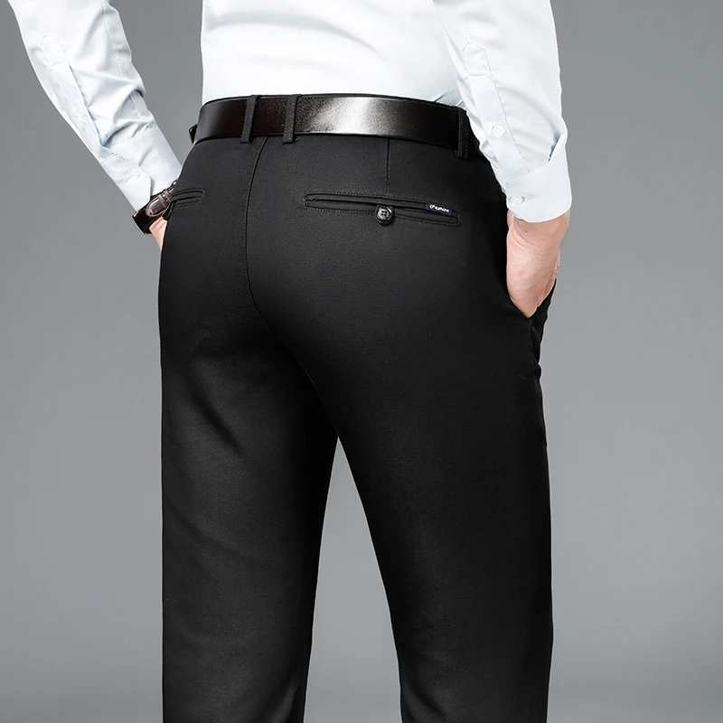 

NIGRITY 2019 Mens Winter Warm Flannel Casual Pant Business Fleece velvet thickening Trousers New Stretch pants plus size 28-42