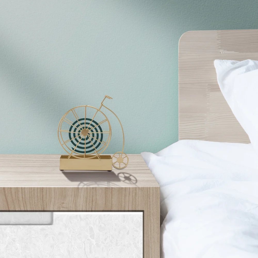 

1Pc Mosquito Coil Holder Mosquito Incense Rack Bike Shaped Adornment (Golden)