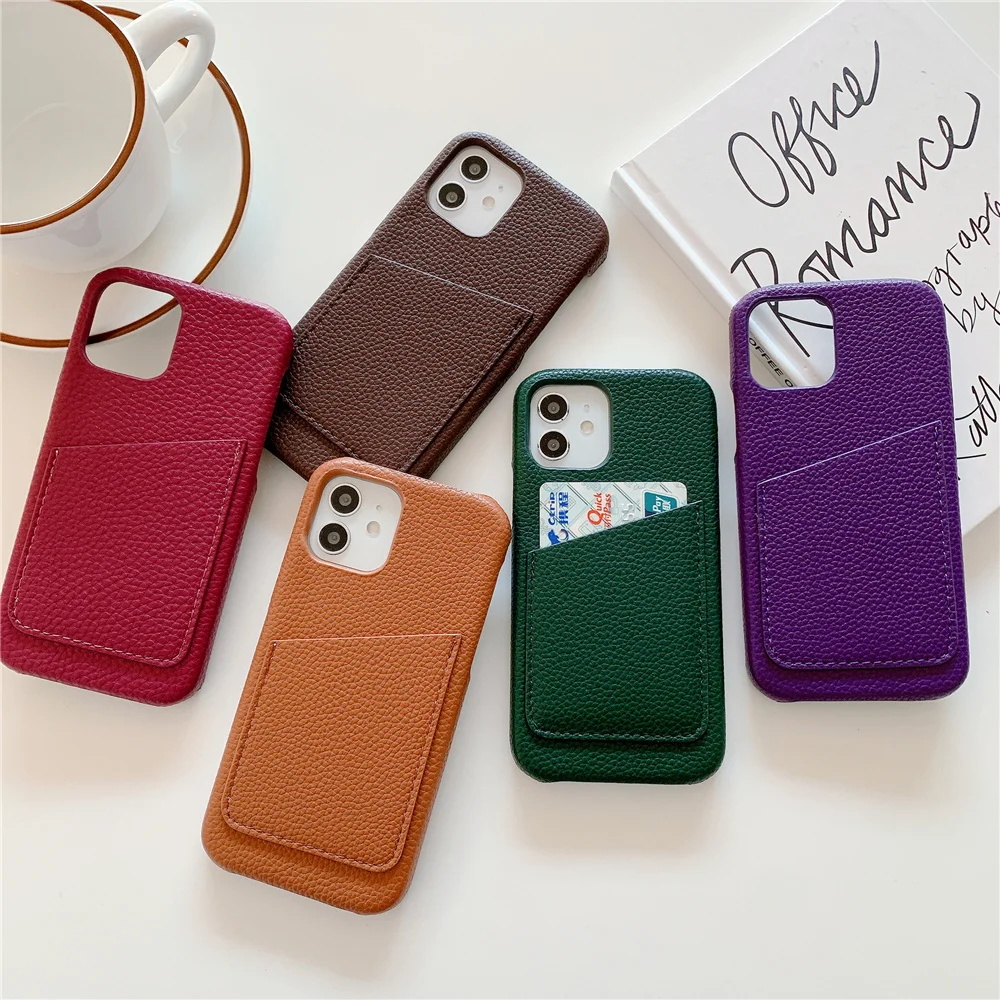 Luxury leather pattern Card holder package Phone Case for iP