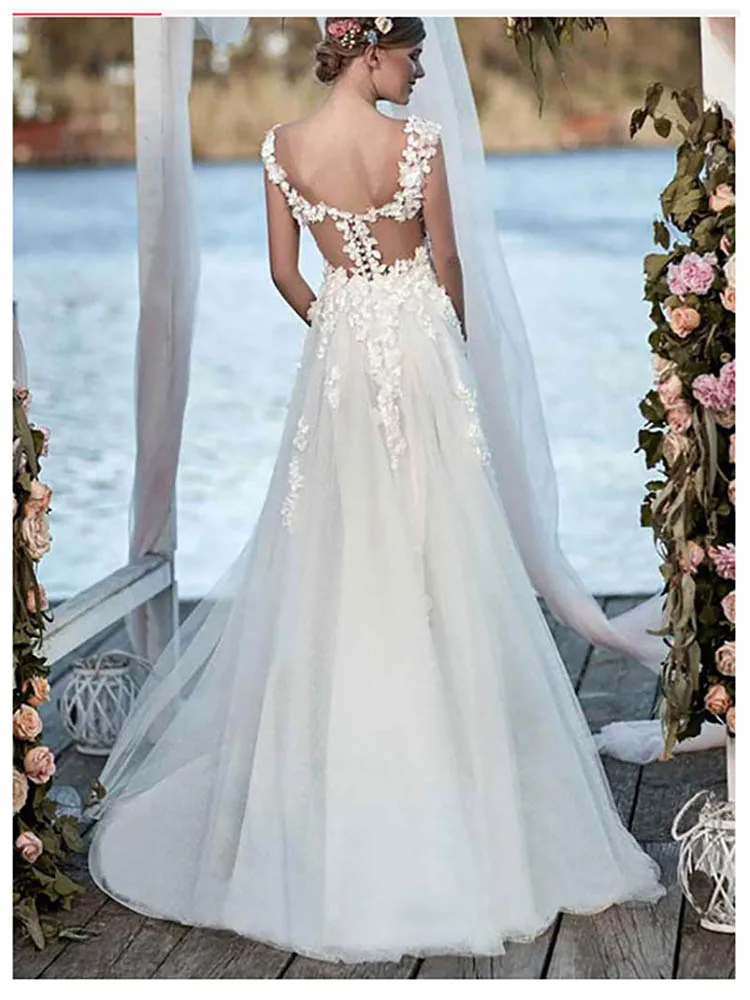 

BAZIIINGAAA Simple Wedding Dress Lace Little Beading Strapless Dress Luxury Wedding Gowns Bridal Can Be Washed Bride Dresses