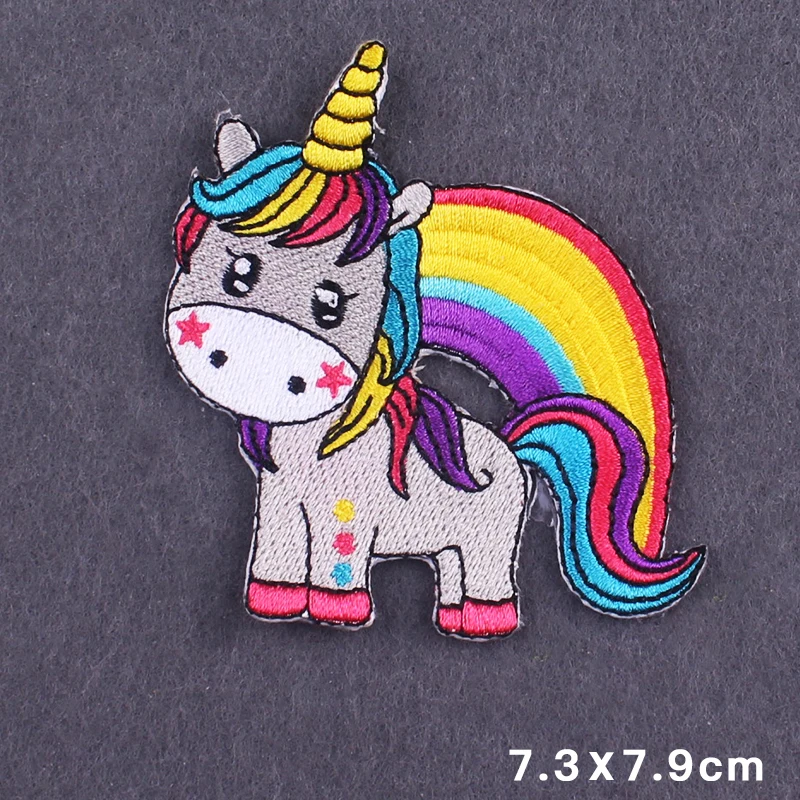 Вышитые нашивки с единорогом для одежды аксессуары утюга аппликация
