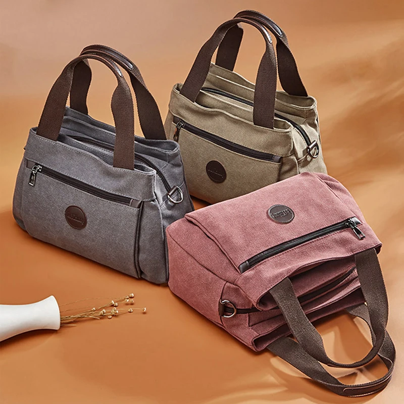 

Vintage Woman Handbags Casual Solid Girls Crossbody Pack lady Canvas Single Shoulder Bags Multi-pocket Ladies Totes