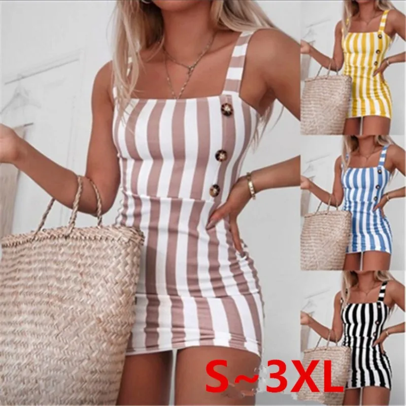 

women striped sexy vintage mini dress sleeveless