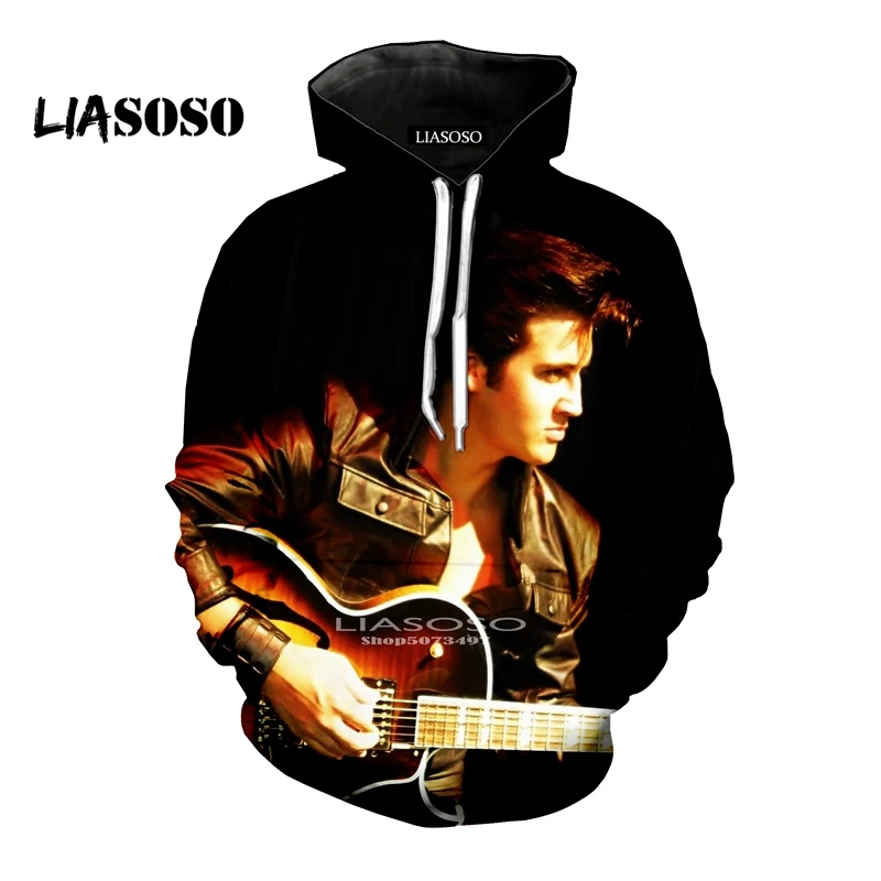 LIASOSO/модные толстовки с капюшоном 3D принтом в стиле унисекс Толстовки Король рок