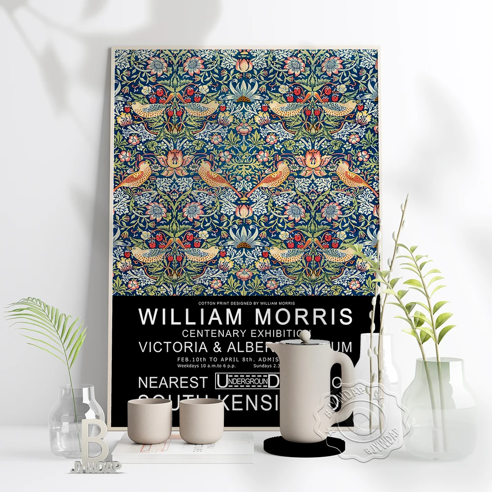 

William Morris Victoria And Albert Museum Exhibition Posters, Nordic Floral Wall Art Print, Britain Vintage Pattern Home Decor