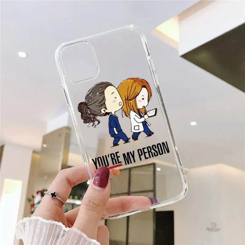 

Greys Anatomy You're My Person Phone Case Transparent for iPhone 6 7 8 11 12 s mini pro X XS XR MAX Plus SE cover funda