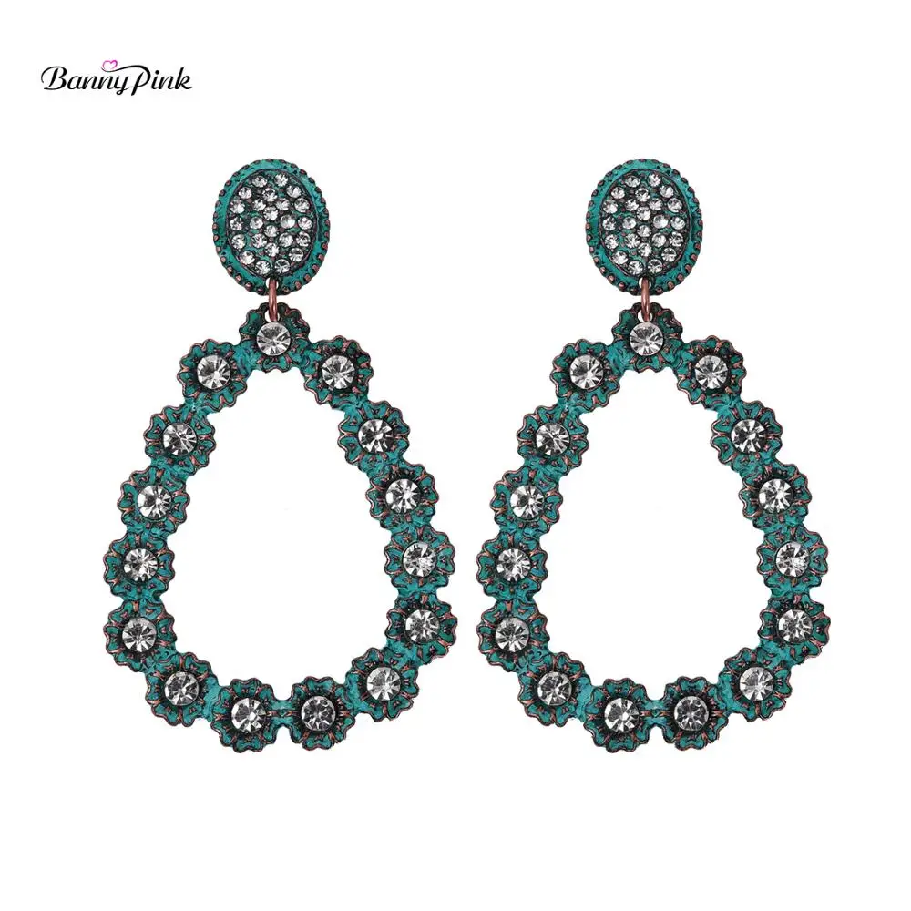 Розовые индийские серьги Banny в виде цветка патины для женщин богемные подвески с