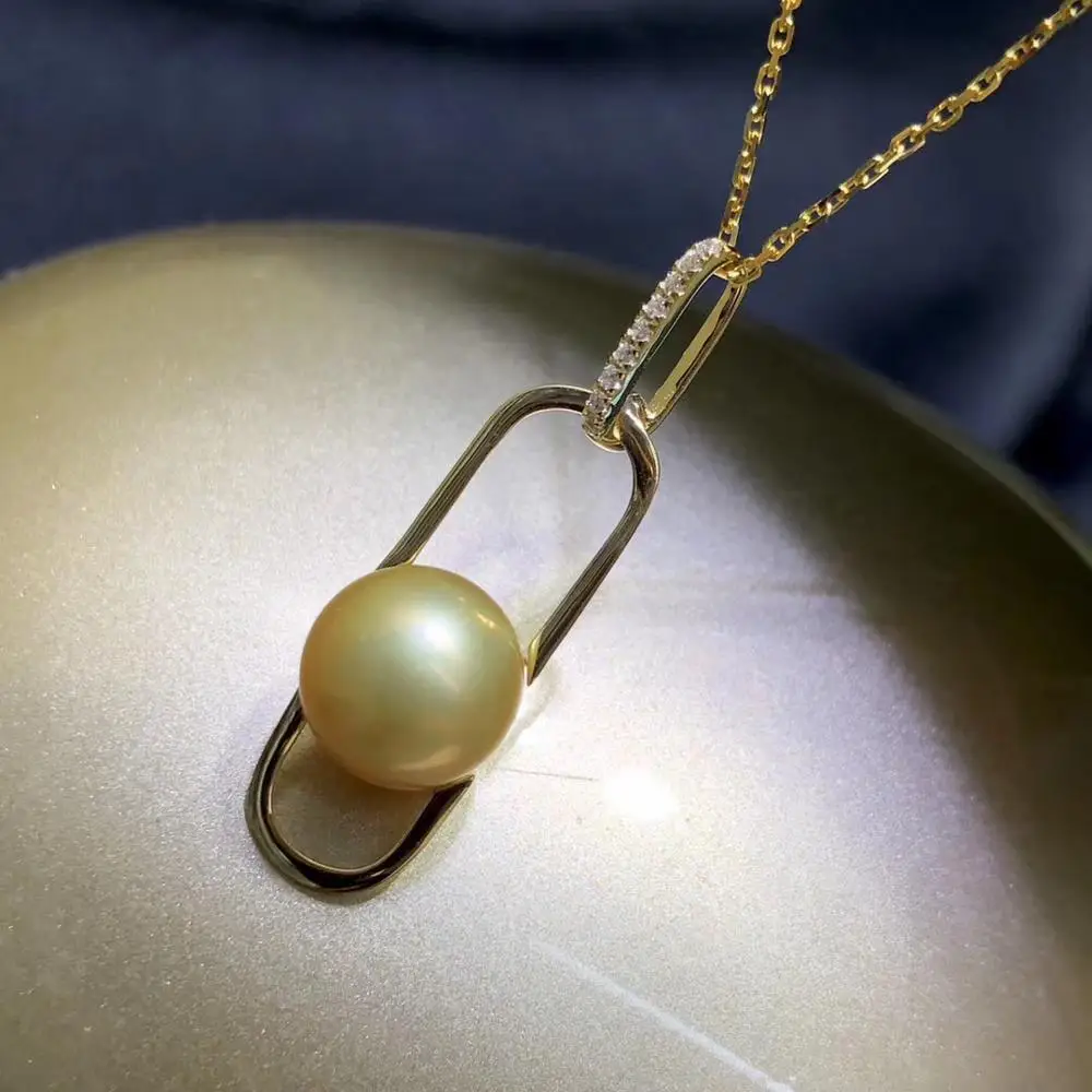 

New Arrival 18K Yellow Gold Pendant Base Mountings Settings AU750 Jewelry Findings for Pearls Coral Agate Crystal Beads Stones