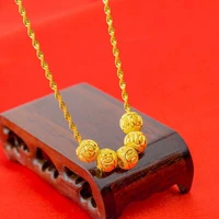 charms wedding lucky beads pendant necklace 18k gold scrub ball necklace clavicle chain for womens birthday gifts