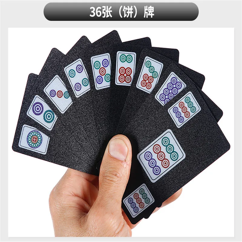 High Quality Waterproof PVC Plastic Mahjong Playing Card Set Trend Poker Classic Magic Skill Tool Pure Black | Дом и сад