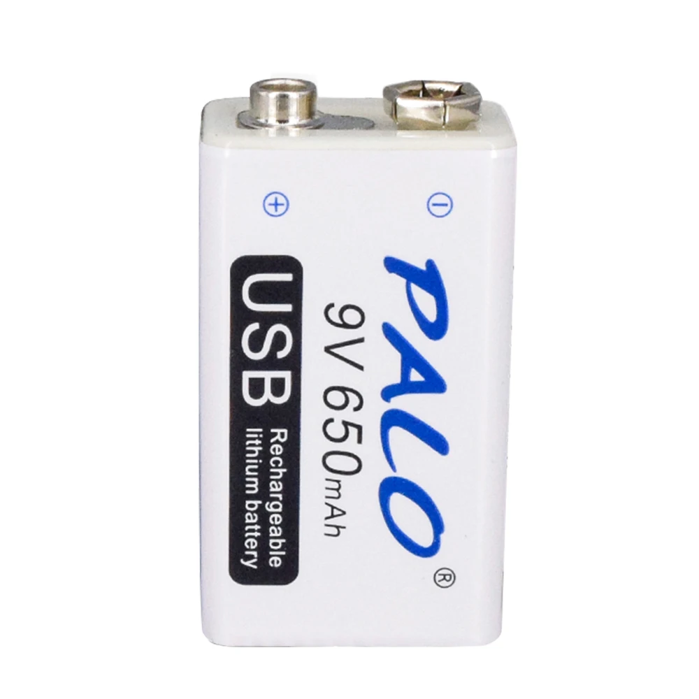 PALO 9V USB перезаряжаемые литиевые батареи батарея 650mah 9v bateria usb для рации Домашний Массажер металлический обнаружитель - Цвет: 1pcs