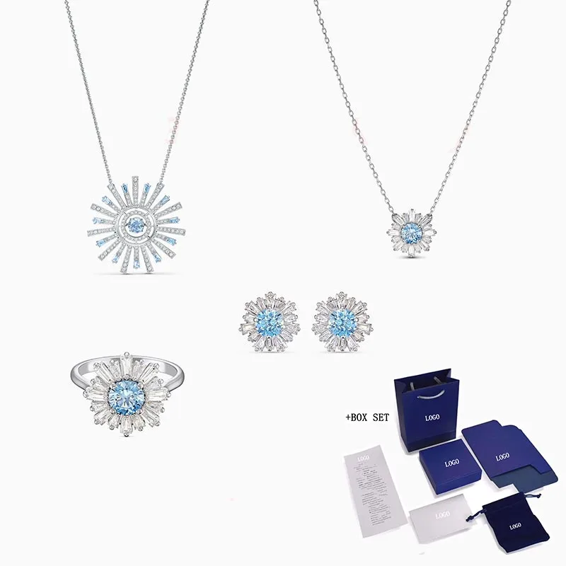 

Fashion Jewelry SWA New SUNSHINE Set 125 Anniversary Fashion Sun Flower Set Crystal Women Engagement Jewelry Set Romantic Gift