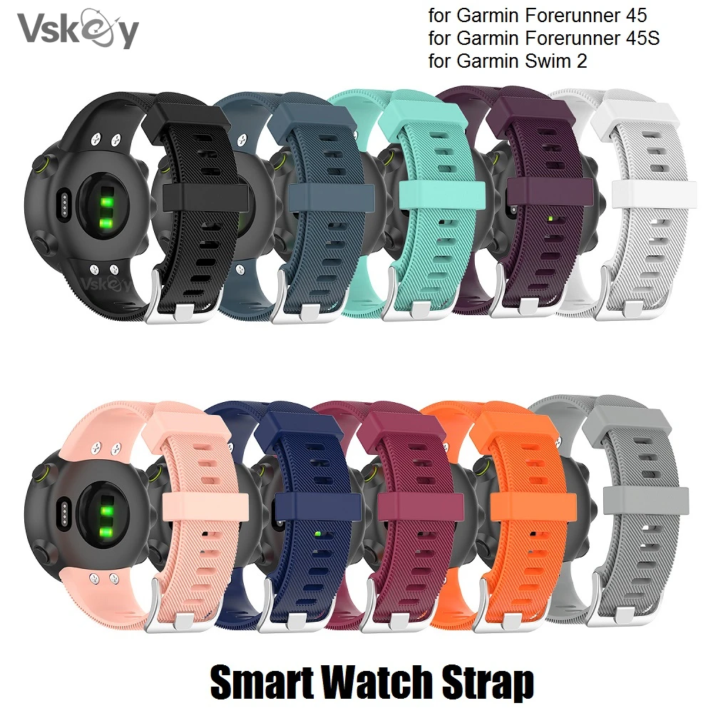 

10pcs Smart Watch Strap for Garmin Forerunner 45 45s Swim 2 Silicone Wrist Band Quick Release Replacement Accessories 25mm