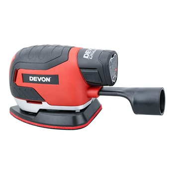 DEVON 12V электрический беспроводной шлифовальный станок для ладони плоский шлифовальный станок для мебели шлифовальный станок Полировальный Инструмент для дерева литий-ионный аккумулятор с вакуумным адаптером