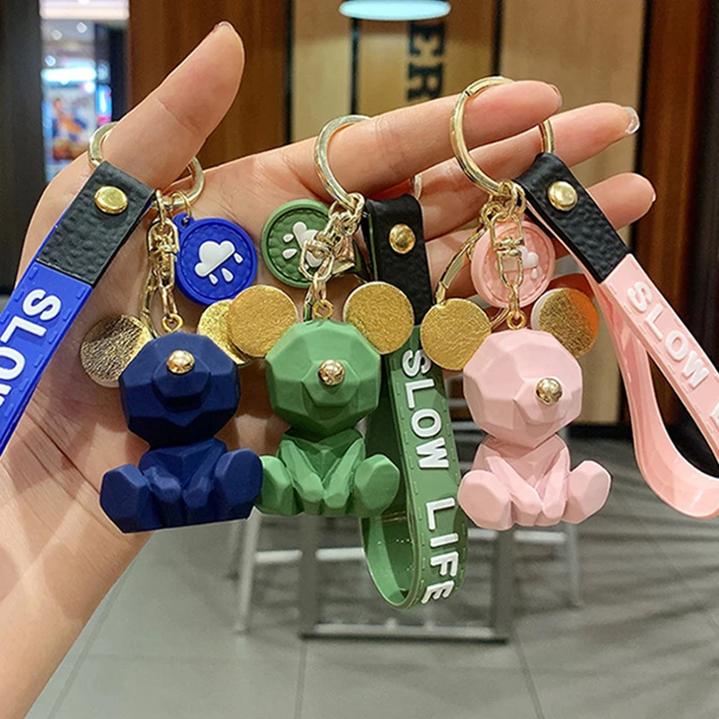 

Kawaii Disney Keychains Pendant Dropshipping Cartoon Cute Geometric Mickey Bear Gifts Car Key Chain Men & Women Bag Keyring Toys