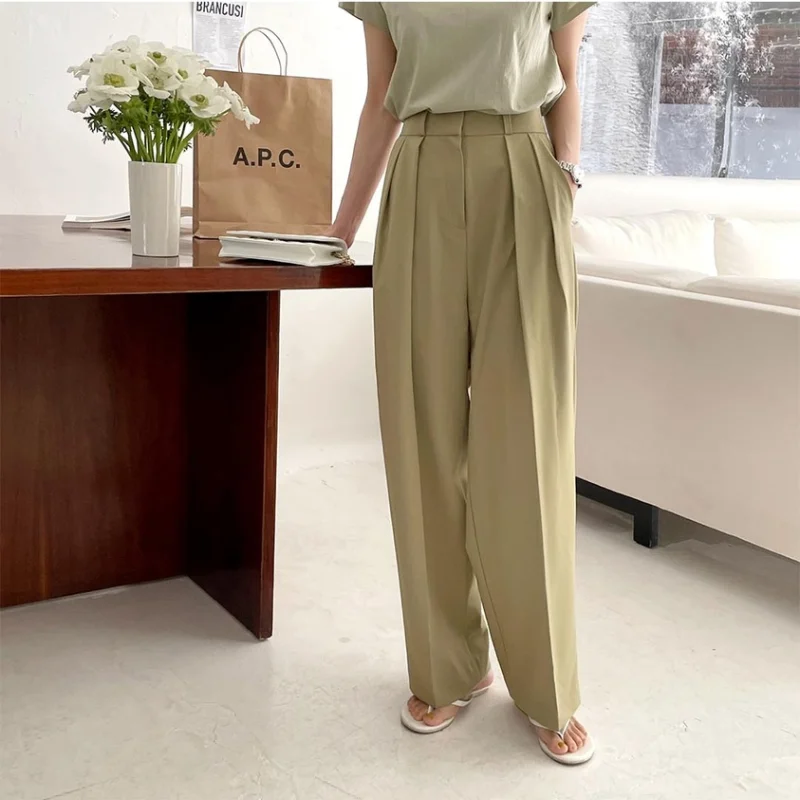 

Simple Loose Soft Draped Pants for Women Korean Style Streetwear Hipster Plus Size Trousers Office Ladies Suit Pants Harajuku