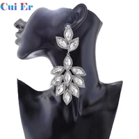 heavry craft drop earrings for women wedding jewelry dangle crystal bling bling leaves festival gift for girls party decoration