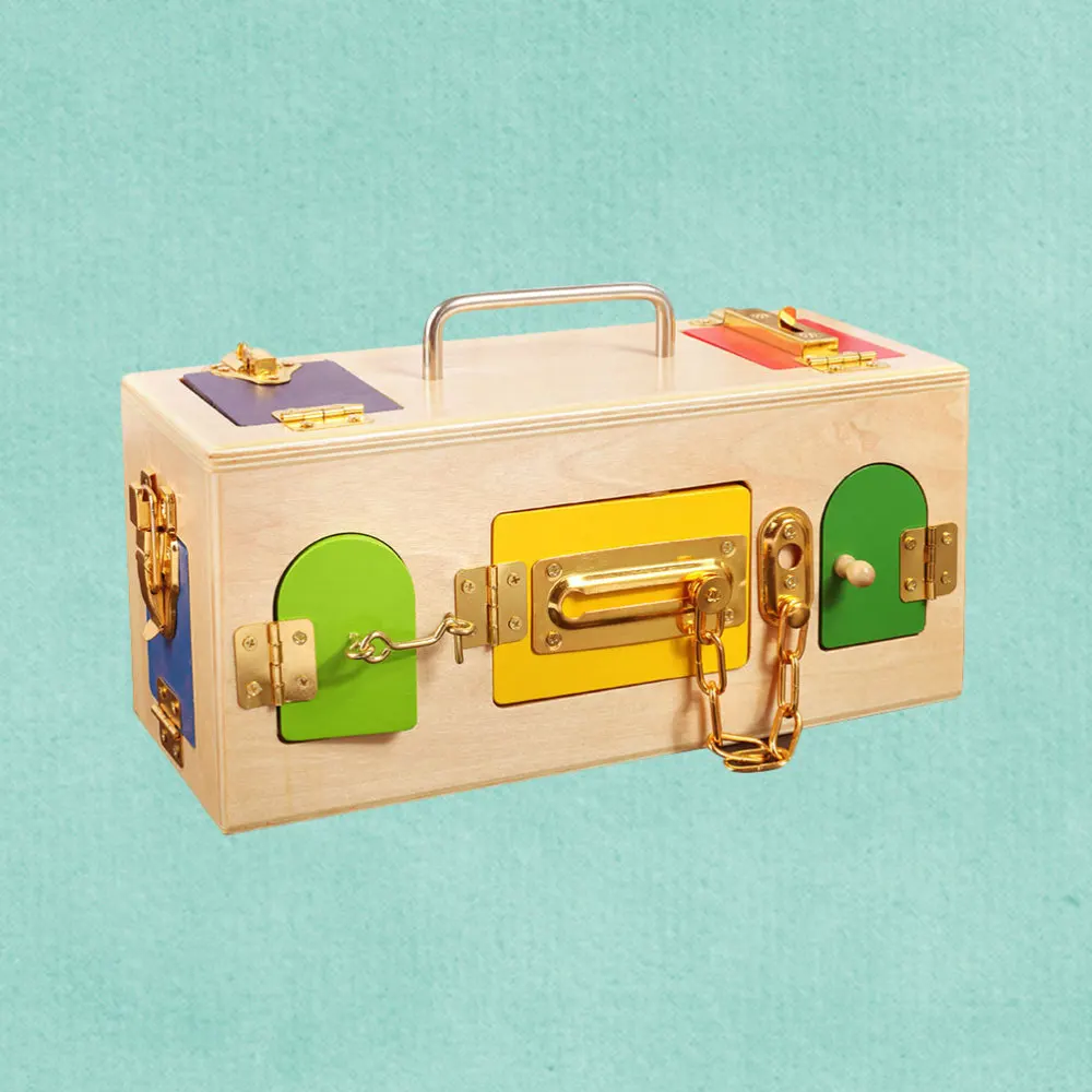 

Children Montessori Colorful Lock Box Kids Educational Preschool Training Toys