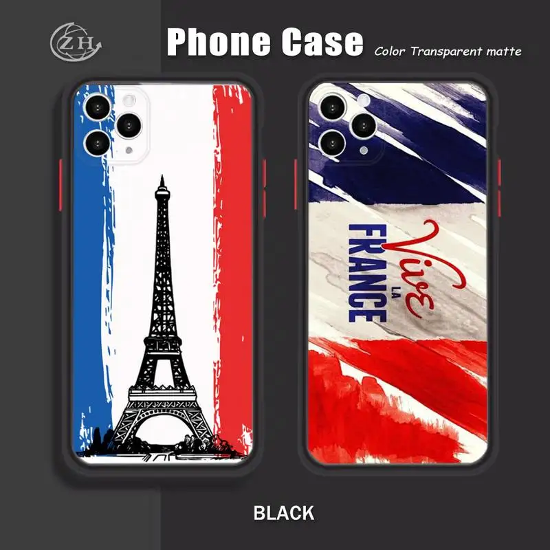 

French Flag Phone Case Carcase Funda For Iphone Xr X Xs 6 7 8 11 12 Mini Plus Pro Max Case Apple Mobile Shell Matte
