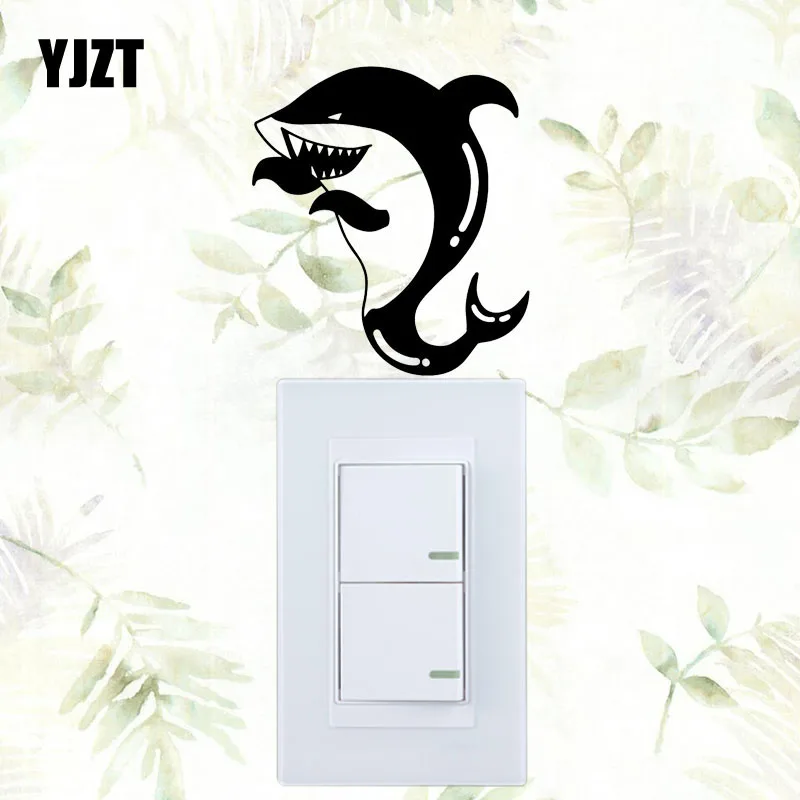 

YJZT и смайликом Акула Декор в гостиную с животным узором виниловые наклейки в виде Фотообоев c переводными картинками настенный стикер для в...