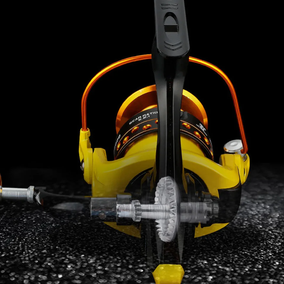 Высокоскоростная Рыболовная катушка с максимальной мощностью 5 2: 1 желтая для