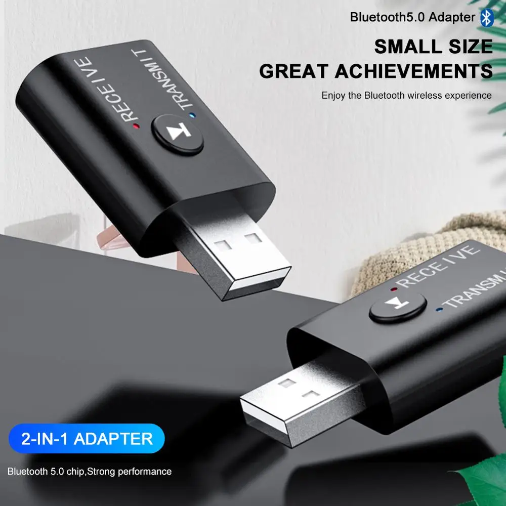 Bluetooth5.0 Adapter Transmitter and Receiver for TV to Wireless Headphone Speaker with AUX Interface | Электроника