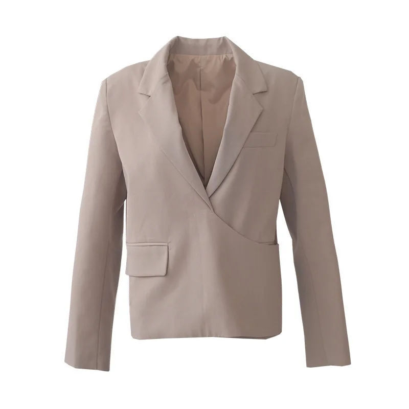 Элегантный новый осенний Тонкий Блейзер для женщин с v-образным вырезом на