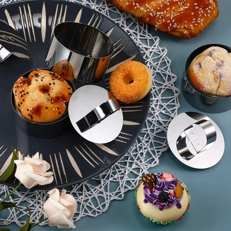 

Set of 12 Cake Rings, Mousse Cake Molds and Pastry Baking Ring,Food Ring Mould Dessert Rings Set for Pastry Cake Baking