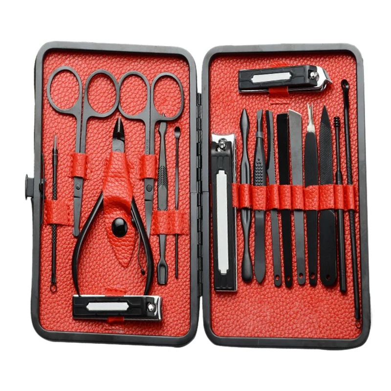 

18PCS Nail Clippers Sets Stainless Steel Nail Cutter Pedicure Kit Nail File Nail Scissors Clipper Manicure Kit with Case