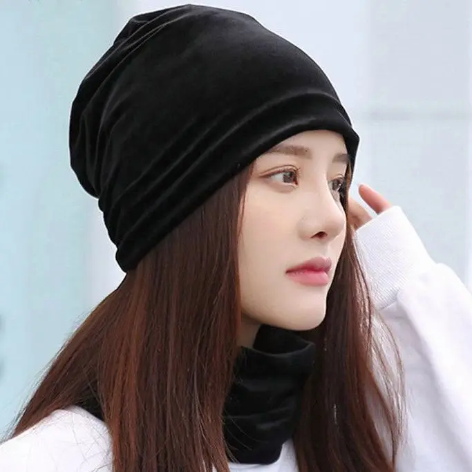 

Men Women Ladies Velvet Winter Warm Slouch Beanie Ski Hip Hop Hat Cap Spring Oversized Black Skullcap Beanie Hat Hot 2021