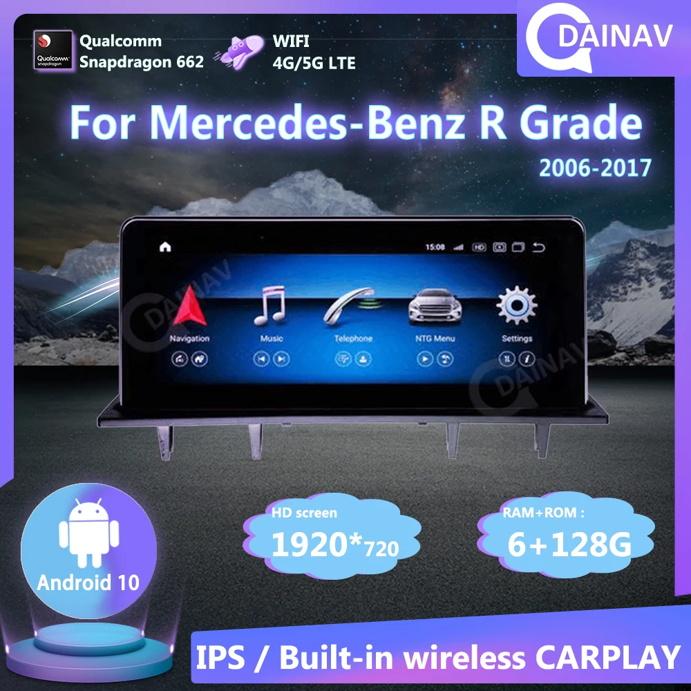 

Автомагнитола 2 din, 128 ГБ, 10,25 дюйма, Android, для Mercedes-Benz R класса 2006-2017