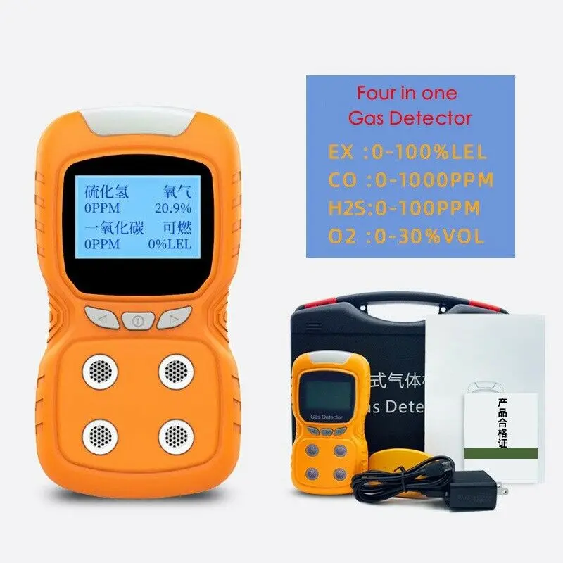 Mr Cartool 4 детектор газа портативный O2 H2S CO горючий EX окись углерода кислородный газ